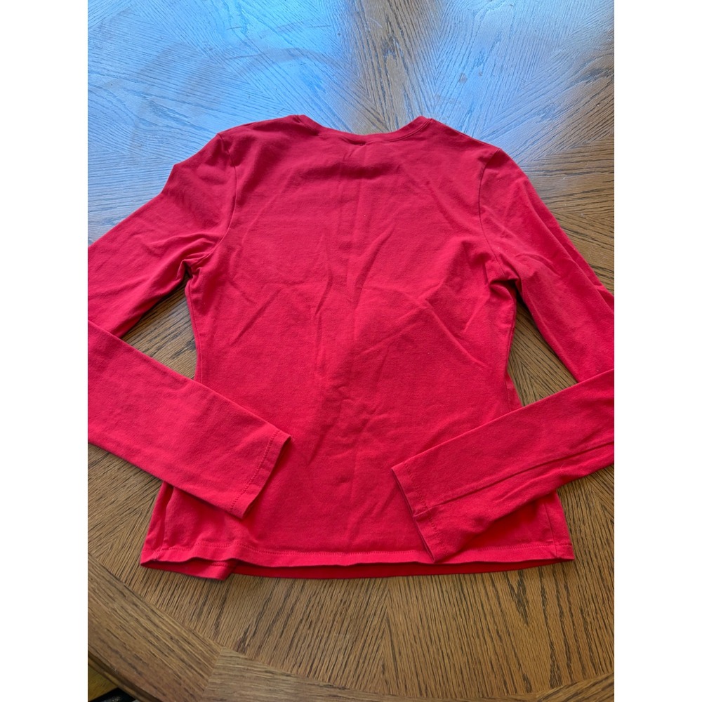 SKIMS Long Sleeve Crew Neck Top Red Cotton Blend Size L - Picture 6 of 6